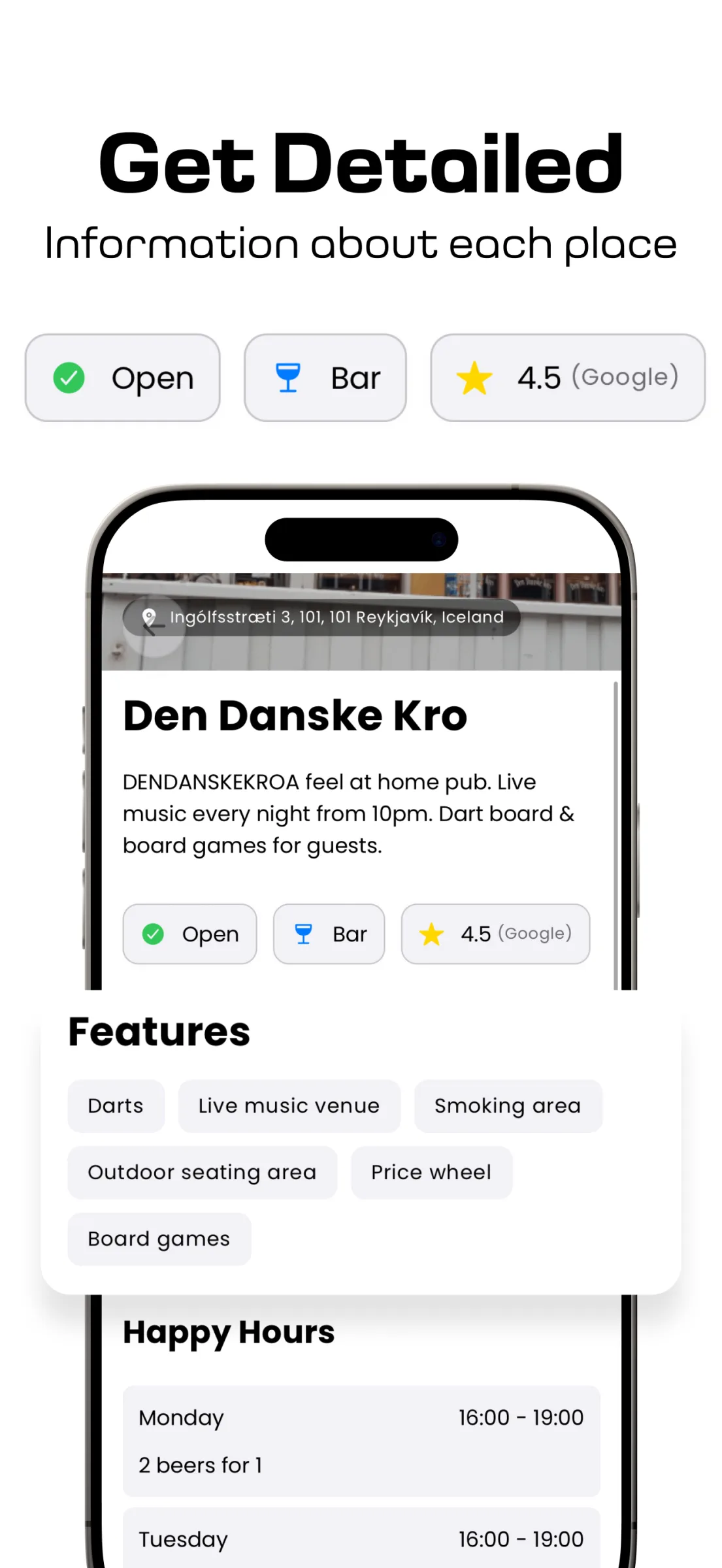 Barhopp mobile app screen with event discovery
