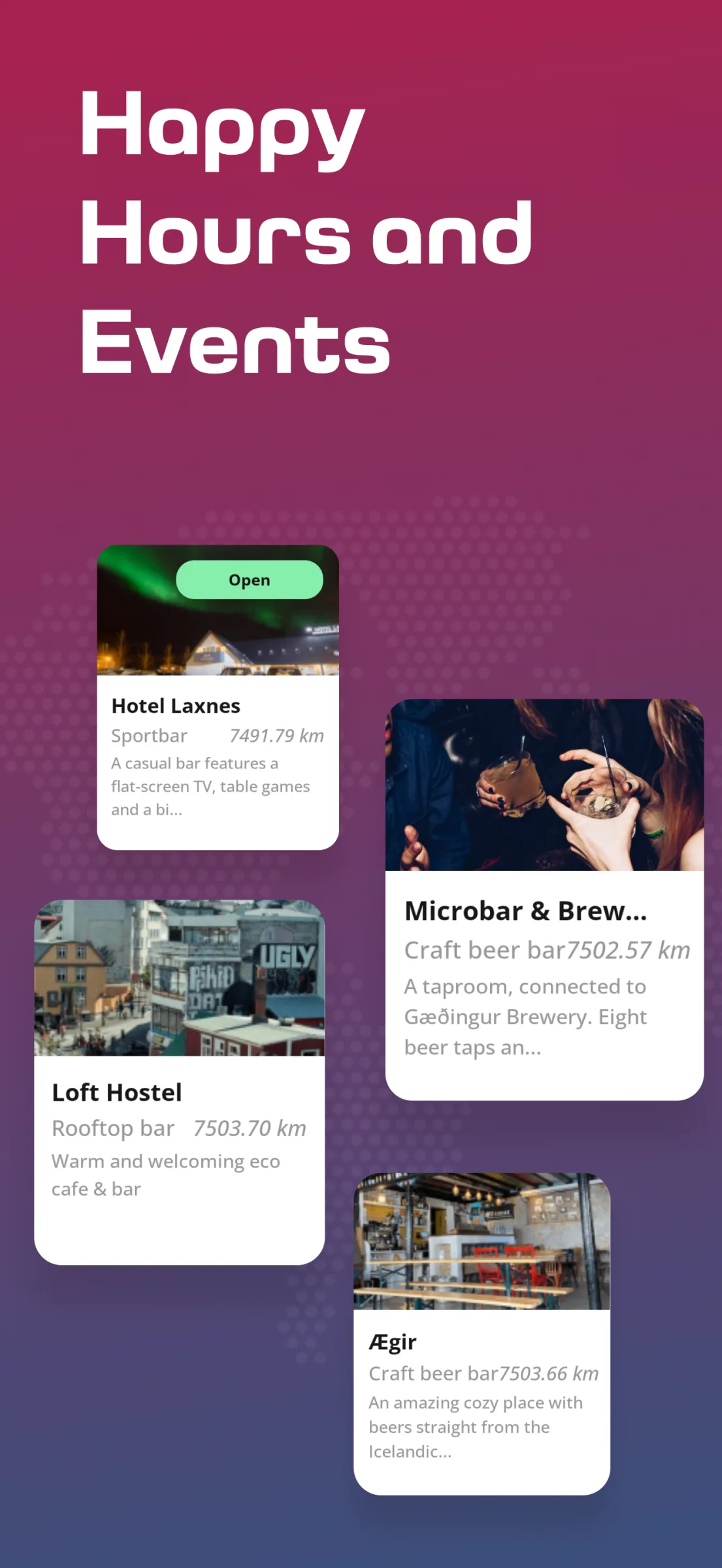 Barhopp mobile app screen with a venue profile